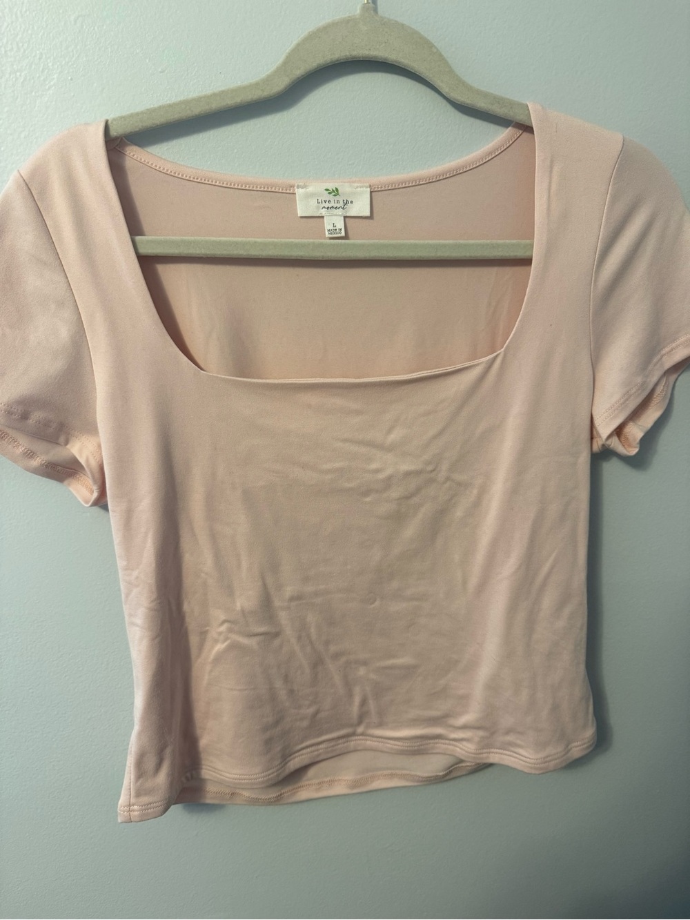 Square Neck Short Sleeve Tee in Blush